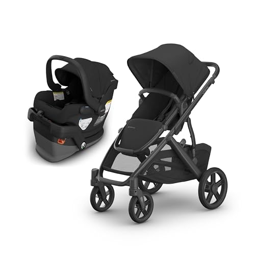UPPAbaby Vista V3 Stroller + Mesa V3 Car Seat Travel System Combo – Toddler Seat, Bumper Bar, Bug and Rain Shields, Car Seat Base, and Infant Insert Included – Jake (Charcoal)