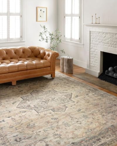 Loloi Hathaway Collection HTH-07 Multi/Ivory 3'-6" x 5'-6", .25" Thick Accent Rug, Soft, Durable, Printed, Modern, Low Pile, Non-Shedding, Easy Clean, Living Room Rug