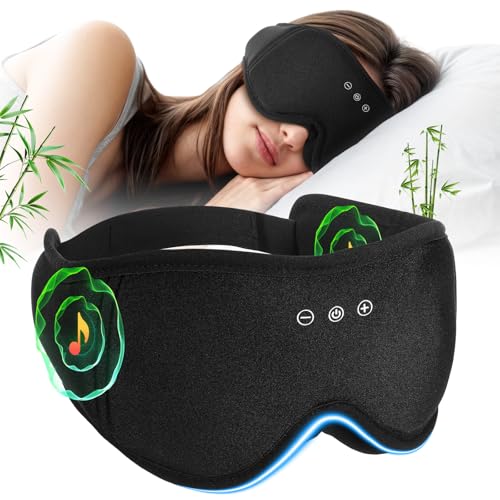 Sleep Mask Headphones with Bluetooth,3D Blackout Bamboo Cotton Eye Mask for Sleep,Sleeping Eye Mask with 5.4 Bluetooth Headphones Wireless for Side Sleepers,Travel Essential Gift for Women Men