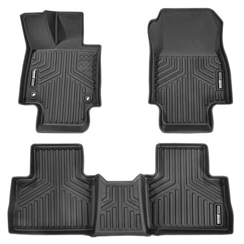 VEVOR Automotive Floor Mats, Fits for Toyota RAV4 (Not for Hybrid or Prime) 2019-2024, 3 pcs Front and 2nd Row Liners, All Weather Custom Fit TPE Vehicle Floor Mats, Easy to Clean for SUV, Black