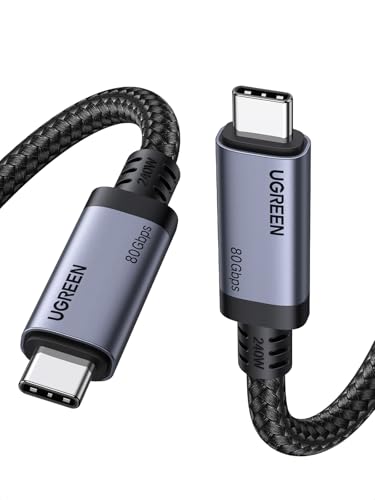 UGREEN 240W USB C to USB C Cable USB4 Gen4 80Gbps for Thunderbolt 5/4/3, Premium 18K Dual 8K Triple 4K Display PD3.1 Charging Compatible with USB C Monitors, MacBook, iPad, iPhone 17/16/15, 3.3FT