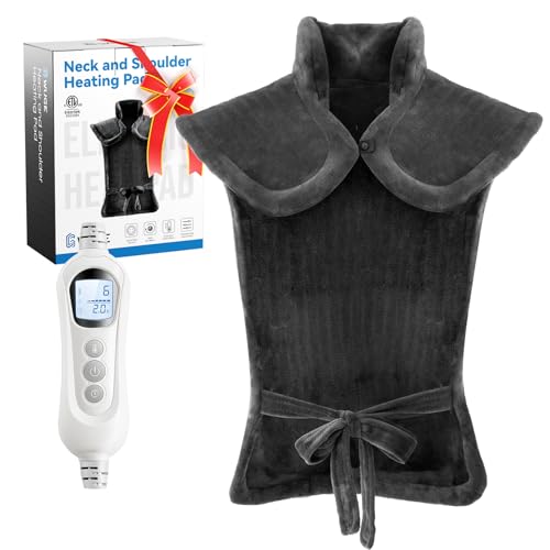 WUGE Fathers Day Dad Gifts, Heating Pad for Neck Shoulder and Back, Birthday Gift for Women Men, Deeper Pain Relief, Large Weighted Heat Pad, ETL Certified, Gray