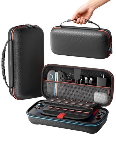 VOYEE Portable Carrying Case for Switch 2 (2025), Large Capacity Protective Hard Travel Switch Case Storage Bag with 24 Game Card Holders and Mesh Pocket for Switch Console Switch 2 Game Accessories