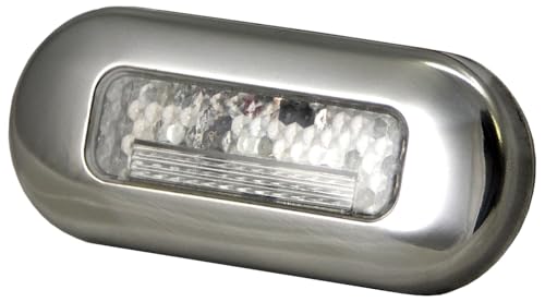 T-H Marine LED Oblong Courtesy Light - 12V Polished 316 Stainless Steel Bezel - Hidden Fasteners Surface Mount - Downward Lens Reduces Glare - Epoxy Sealed - 3 x 1.25 in - Red