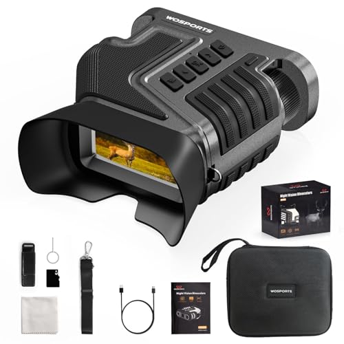 WOSPORTS 4K Night Vision Goggles - 16MP Photo, up to 80x Magnification, 10X Optical & 8X Digital Zoom, 1015FT Vision, 3" Screen, 5000mAh Rechargeable Battery, Outdoor Camping, Survival, Gift for Men