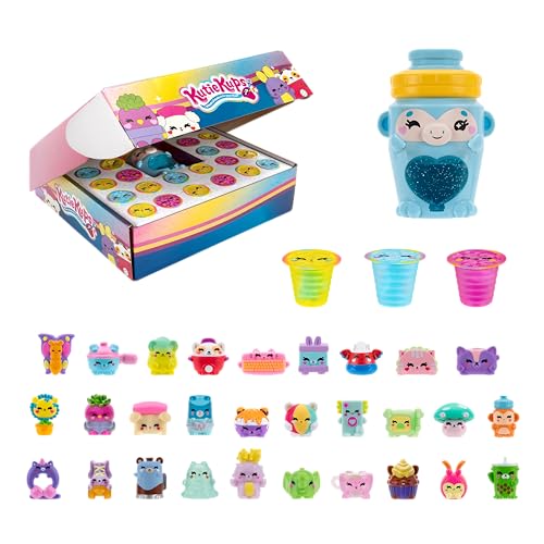 Kutie Kups Giftbox Set - 4” Exclusive Monkey Water Bottle Kutie with (30) Kups Each Featuring a Surprise Collectible Lil Kutie Micro Figure - Ages 5+