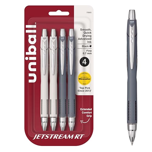 uni-ball Jetstream RT Pens - NY Times Wirecutter Best Pen for Over a Decade - Pack of 4 Black Fine Point Pens, 0.7mm - Back to School