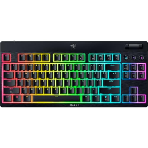 Razer BlackWidow V4 Low Profile TKL HyperSpeed Wireless Gaming Keyboard: Green Mechanical Switches - 2.4GHz Wireless & Bluetooth - Multi-Function Roller - 3 Control Buttons - Long Battery Life