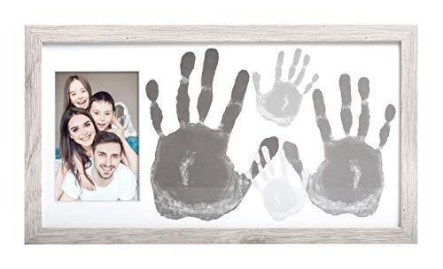 Kate & Milo DIY Family Handprint Frame Kit, Mother’s Day Gift, Family Photo Keepsake Craft Frame with Paint, Rustic Farmhouse Home Décor