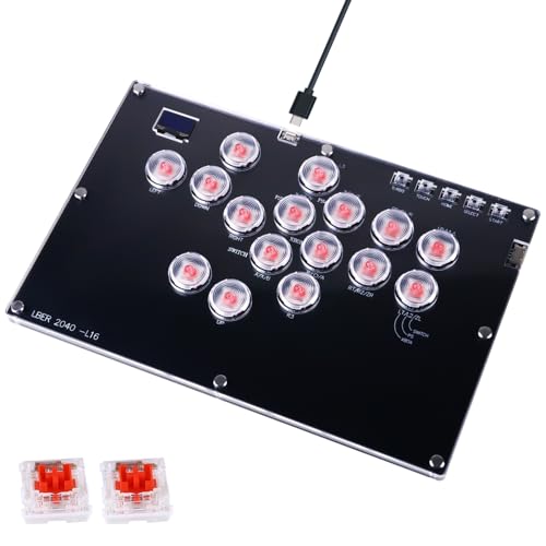 Arcade Stick All-Button Controller L16, Leverless Controller Street Fight with Turbo & SOCD, Arcade Stick Street Fight for PC/PS3/PS4/Steam/Switch Game Keyboard-Supports Hot Swap & Custom RGB(Black)