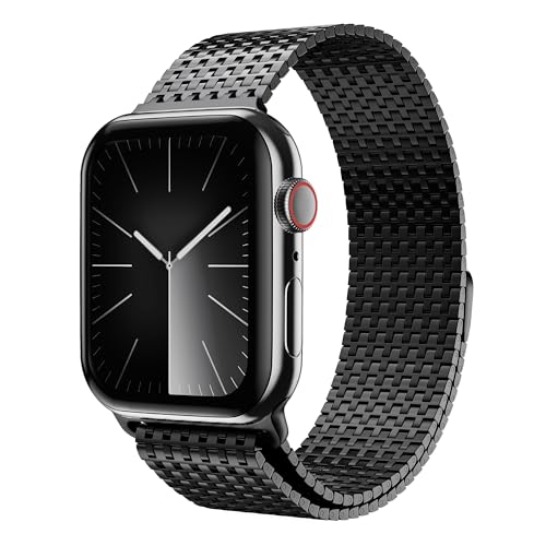 LULULOOK Milanese Mesh Loop Compatible with Apple Watch Band 49/46/45/44/42/41/40/38mm for Men Women, Stainless Steel Magnetic Buckle Strap for iWatch Ultra 3/2 Ultra Series 11 10 9 8 7 6 SE 5 4 3