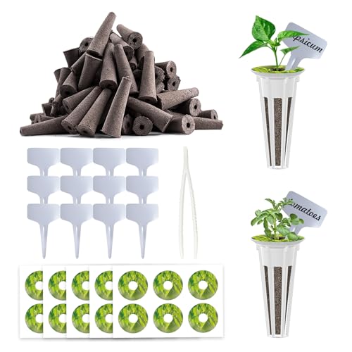 73 Pack Hydroponic Pods Supplies for Aerogarden Pods, Grow Sponges for Hydroponics, Seed Pods Kit with 30 Grow Sponges, 30 Pod Labels,12 Plant Labels, 1 Tweezer for Hydroponic Indoor Garden System