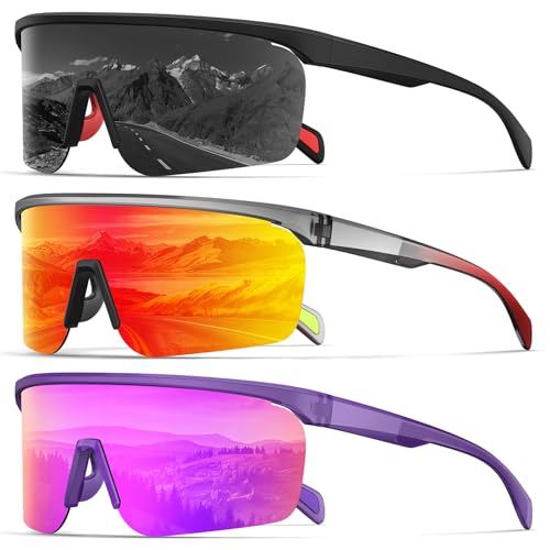 KALIYADI Mens-Sunglasses Polarized Sports Sunglasses-Men: Running Sun glasses Men Women UV400 Protection for Cycling