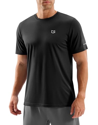 Men's Workout Breathable T-Shirts Dry Fit UPF 50+ Sun Shirts Quick Dry Cooling Tee for Athletic, Running, Hiking (Black, 3XL)