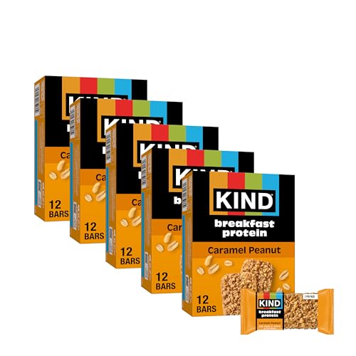 KIND Breakfast Protein Bars, Caramel Peanut, Gluten Free, Low Sodium, Healthy Snacks, 8g Protein, 30 Count (30 Packs of 2 Bars)