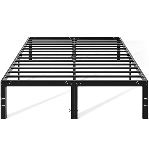 OLIXIS Metal King Bed Frame - 14in High with Storage Space, No Box Spring Needed with Sturdy Steel Slat Support, 2200LBS Heavy Duty for Easy Assembly, Black for Bedroom