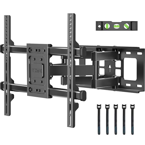 BONTEC Full Motion TV Wall Mount for 37-85 Inch TVs, Hold up to 132lbs, Heavy Duty Swivel Tilt TV Mount, Articulating Dual Arm Wall Mount TV Bracket, Max VESA 600x400mm, Fits 16" Wood Studs