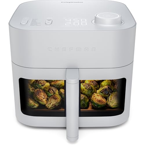 Chefman Crispinator Air Fryer 7-in-1 with 8 Qt Capacity, 450°F Max Temp & TurboFry Pro Technology for Fast, Even Results, Bake, Broil, Dehydrate, Viewing Window, Nonstick Ceramic-Coated Basket
