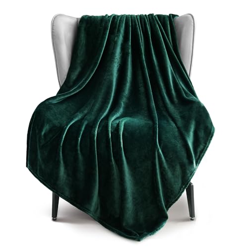 Exclusivo Mezcla Fleece Throw XL Blanket for Couch, Sofa, Super Soft and Warm Forest Green Blankets, All Season, Cozy, Plush, Lightweight, 50x70 Inches