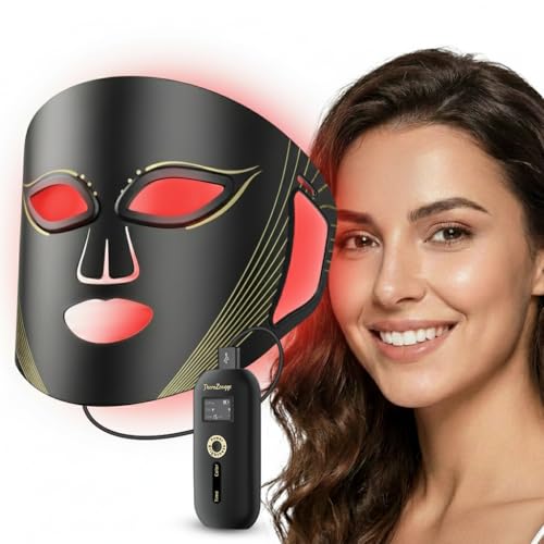 Red Light Therapy for Face, Near-infrared Led Face Mask Light Therapy with Remote, 3 Modes, 850nm Red Light Mask with Timing Function, Portable Led Light Therapy At Home 180 LED Beads