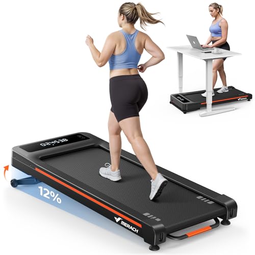 MERACH Walking Pad with Incline 12% Auto Treadmill for Home, 400lbs Capacity 3.5HP Super Quiet Brushless Walking Pads Under Desk, 16.5"x41.3" Mat Walk Pad with Remote & LED W50 Walking OAD