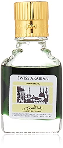 Swiss Arabian Jannet EL Firdaus Green - Concentrated Perfume Oil - Mini Perfume for Women and Men - Notes of Aldehydes, Basil, Bergamot - 0.3 oz