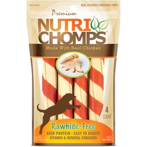 NutriChomps Dog Chews, 6-inch Twists, Easy to Digest, Rawhide-Free Dog Treats, 4 Count, Real Chicken flavor
