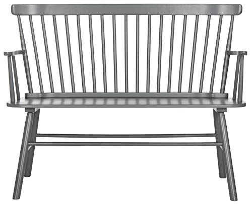 SAFAVIEH Furniture - Addison Loveseat - Grey - Solid Wood - Coastal Slatted Design - Ideal for Living Room, Sunroom, Bedroom, 18" Seat Height (AMH8513C)