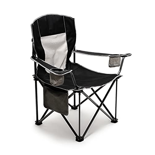 SUNNYFEEL Camping Chairs for Adults, Oversized Camping Chair Heavy Duty 500LBS, Portable Lawn Chair with Cup Holder, Side Pocket&Bag for Outdoor Camping/Beach/Picnic/Fishing, Black