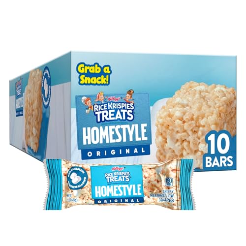 Rice Krispies Treats Homestyle Crispy Marshmallow Squares, Kids Snacks, Lunch Snacks, Original, 16.2oz Box (10 Bars)