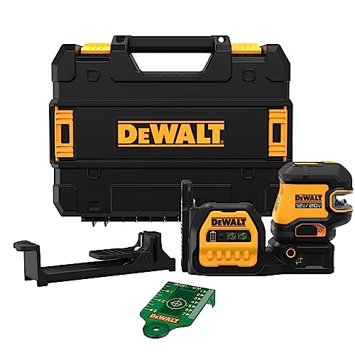 DEWALT 20V/12V MAX Laser Level, Cross Line Laser and 5 Spot Laser, Green, Bare Tool Only (DCLE34520GB)
