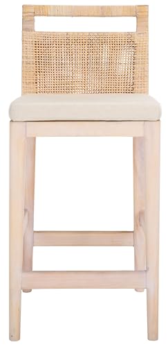 SAFAVIEH Home Collection Darin 24-inch Natural White Wash/White Cushion Counter Stool (Fully Assembled)