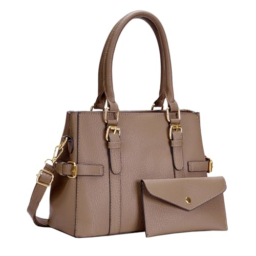 Tigpoy Women's Handbags Fashion Vegan Leather Handbags Purses for women Tote Bag Shoulder Bag Top Handle Satchel Spring Purse (Grey)