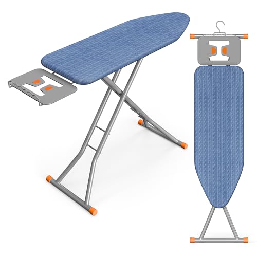 SONGMICS Ironing Board, Retractable Iron Rest, Foldable Iron Board, 43 x 13 Inches, Space-Saving, Height Adjustable, Padded with Cover, Hook, Midnight Blue ULLB003QP03S