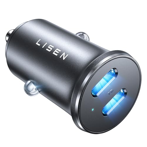 LISEN 90W USB C Car Charger USB C Fast Charge, 45W PD&QC 3.0 Fast Car Charger for Samsung Galaxy S26 S25, Cigarette Lighter USB Charger Adapter for iPhone 17 Air 16 15 Pro Max [All Metal & Mini]