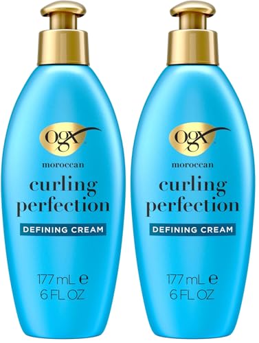 OGX Argan Oil of Morocco Curl-Defining Styling Cream,Anti-Frizz Curl Cream for Curly Hair&All Textures,Cold-Pressed Argan Oil,Paraben-Free,Sulfate-Free Surfactants,Curly Hair Products,6 oz,(Pack of 2)