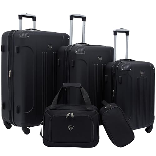 Travelers Club Chicago Hardside Expandable Spinner Luggage, Black, 5 Piece Set