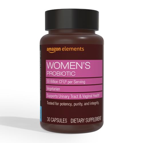 Amazon Elements Women's Probiotic, 50 Billion CFU, 7 Strains Blend, Supports Urinary & Vaginal Health, 30 Capsules