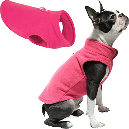 Gooby Fleece Vest Dog Sweater - Pink, Small - Warm Pullover Fleece Dog Jacket with O-Ring Leash for Small to Medium Dogs