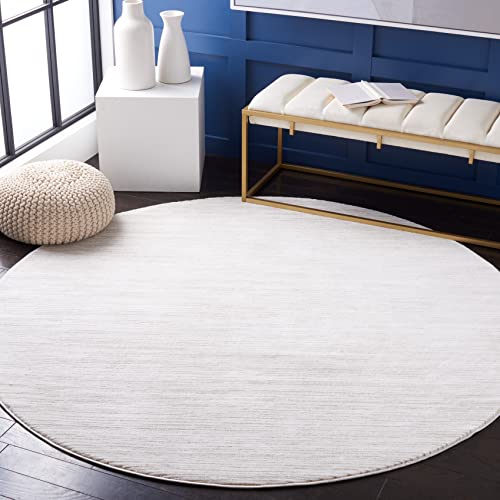 SAFAVIEH Vision Collection Area Rug - 8' Round, Ivory, Modern Ombre Design, Non-Shedding & Easy to Clean, Ideal for Living Room, Bedroom, Dining Space (VSN606J)