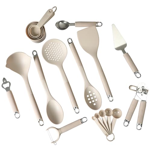 Gibson Home 20-Piece Kitchen Gadget & Tool Set – Nylon Cooking Utensils Spatulas, Ladle, Skimmer, Serving Spoons, Measuring Cups & Spoons, Can Opener, Peeler, Ice Cream Scoop & More