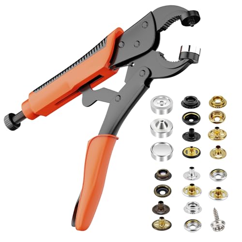 Heavy Duty Snap Fastener Tool Kit with 100 Sets(380PCS) Canvas Snaps (Silver/Black/Bronze/Gold), Snap Button Kit for Boat Covers, Canvas, Fabric, Tarps, Sail Repair