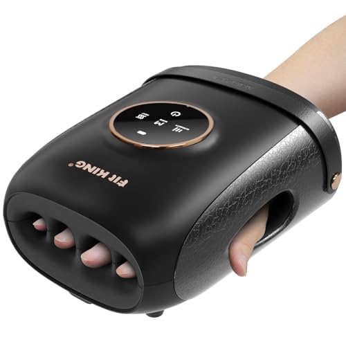 FIT KING Cordless Hand Massager with Compression & Heating, Fingers Wrap Massage for Arthritis Pain and Carpal Tunnel, Large Space for Both Men and Women (Black)
