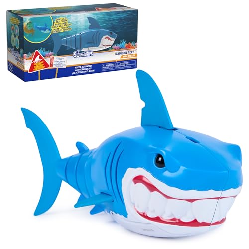 SwimWays Rainbow Reef Shark Toy, Finn Diesel Kids Shark Pool Toy and Swimming Accessory, Self-Activated Water Toys, Learn to Swim Pool Toys for Kids Ages 5 & Up (Batteries Included)