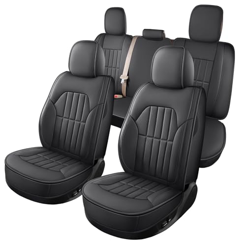 Truckiipa Seat Covers for Dodge Ram 1500 Full Set, Full Coverage Waterproof Leather Protectors Pickup Truck Accessories, Custom Fit for 2002-2025 Ram 1500 2500 3500 Crew Mega Cab, Black
