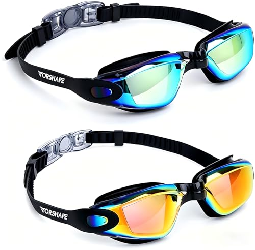 Vorshape Swim Goggles Swimming Goggles 2 Pack, Anti Fog No Leaking UV Protection Clear Vision Pool Goggles for Adult Men Women Youth ﻿