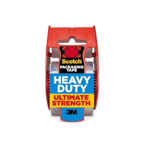 Scotch Heavy Duty Shipping Packaging Tape, 1 Roll with Dispenser, 1.88" x 22.2 Yards, 1.5" Core, Great for Packing, Shipping & Moving, Clear (142)