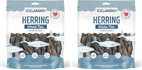 Icelandic+ Whole Fish Herring - 9oz Bag - Dog Treats,Pure Wild-Caught & Air-Dried,Ingredient Snack,Pet Chew,Just The Fish Nothing Else,(Pack of 2)