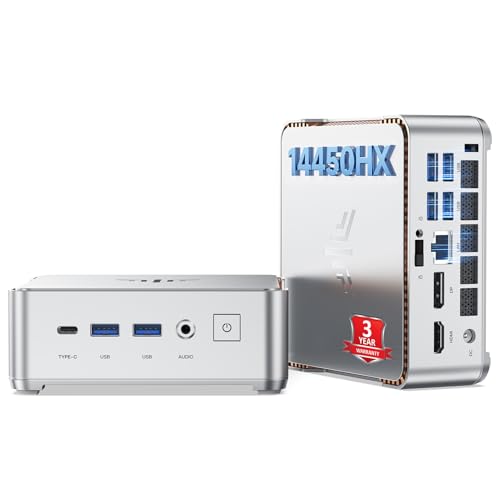 KAMRUI Hyper H2 Mini PC Windows 11 pro, Intel Core 14450HX Mini Computers (10C/16T, 4.8GHz), 32GB RAM 1TB PCle4.0 SSD Micro Desktop PC, Triple 4K Display, USB-C, WiFi6, BT5.2, Business Office Home