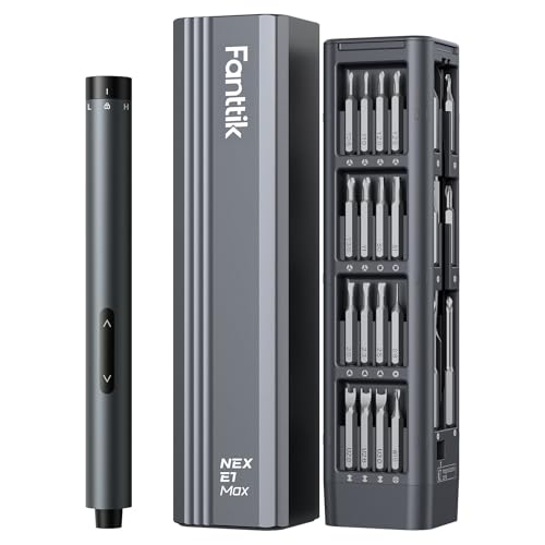 Fanttik E1 Max Electric Screwdriver, Mini Precision Screwdriver Set, 50 Magnetic Bits, Magnetic Storage, 5/32‘’Hex, Repair Tool Kit for Electronics Phone Camera Laptop Watch for Dad